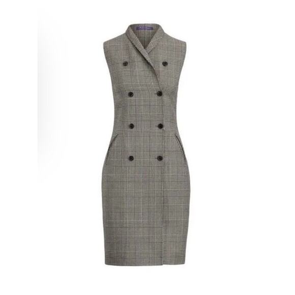 Ralph Lauren Collection Purple Label Wool Dress Double-Breasted Classic Plaid 14 - Picture 5 of 12